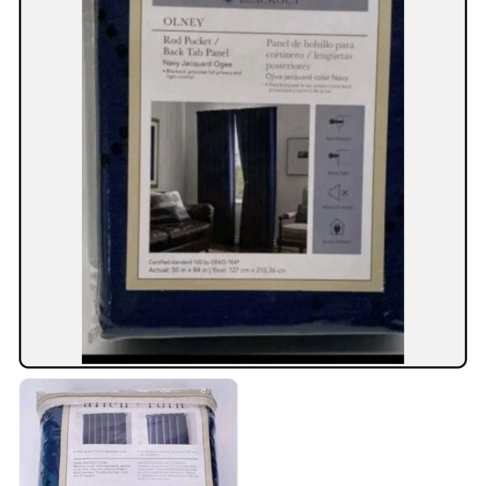 Olney Navy Back Tab Curtain Panel